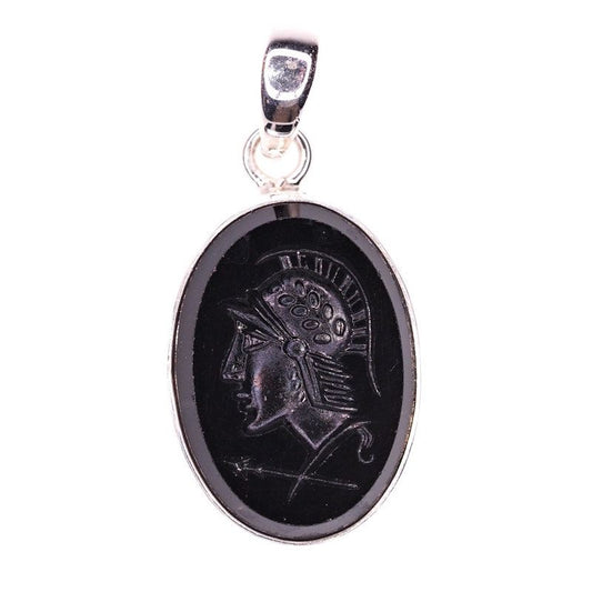 Oval black intaglio pendant