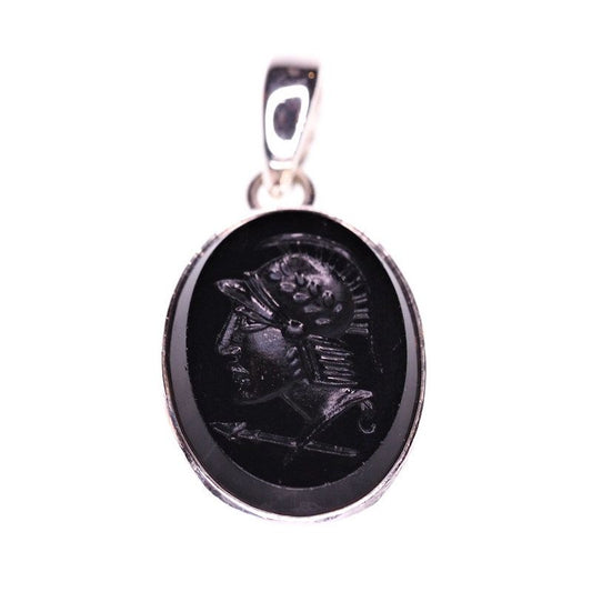 Oval black intaglio pendant