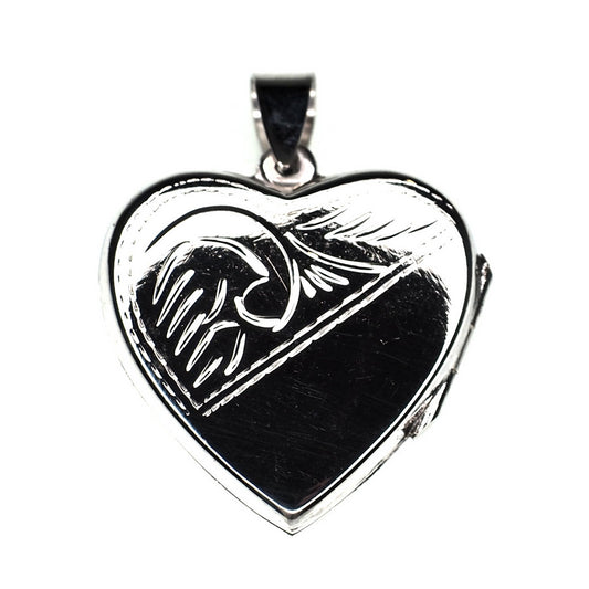 Sterling silver heart locket with incising