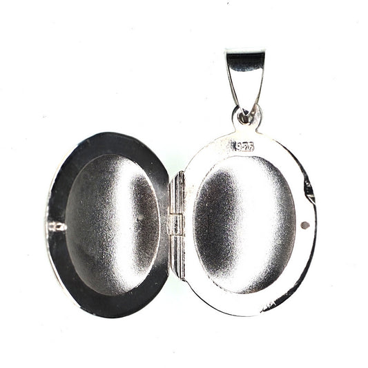 Petite oval incised sterling silver locket