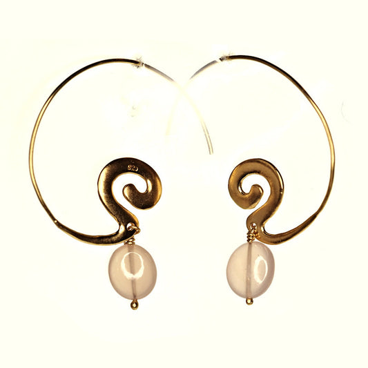 Rose quartz hoop earrings