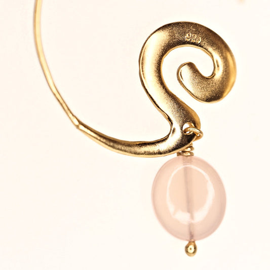Rose quartz hoop earrings