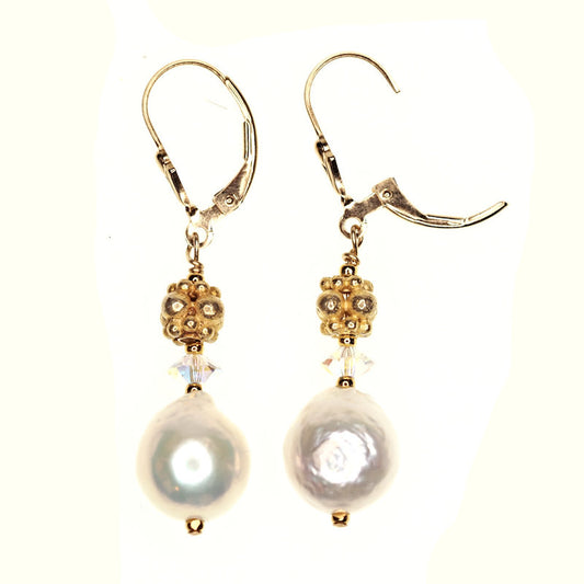 Pearl and gold earrings