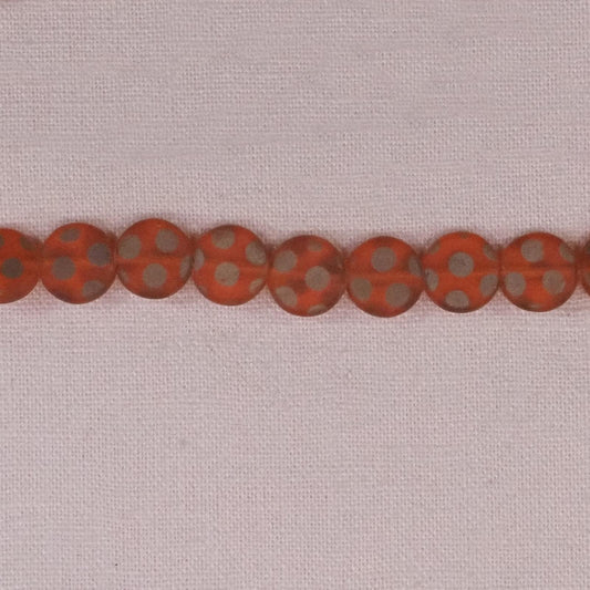 10 mm round orange polka dot Czech discs