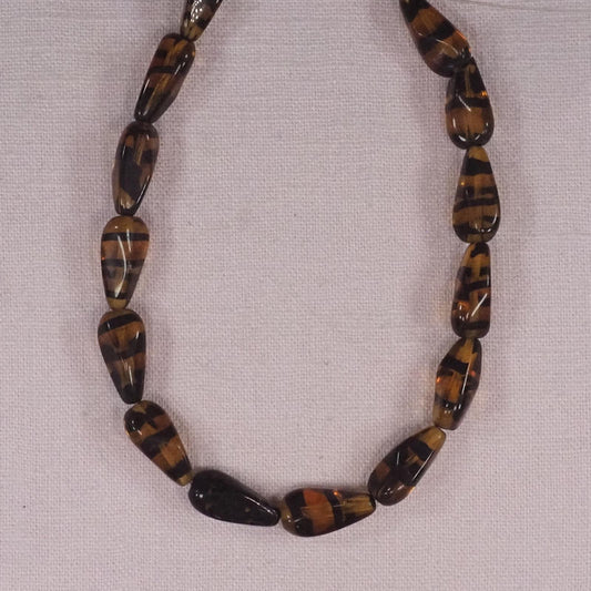 Amber zebra stripe random teardrop beads