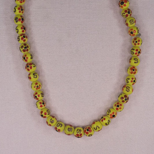8 mm yellow decorated beads