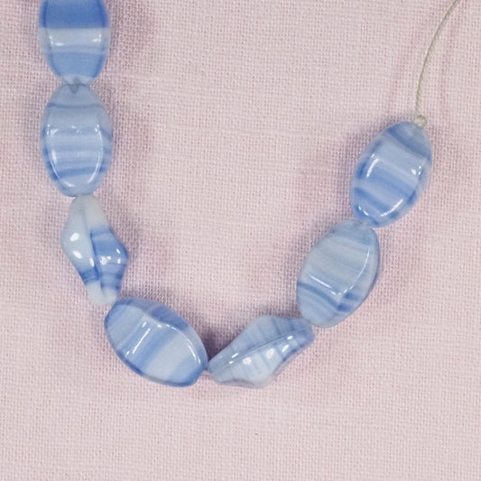 Light blue and white pinch beads