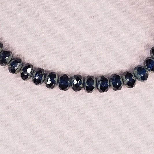 Two-tone sapphire Czech crystal beads