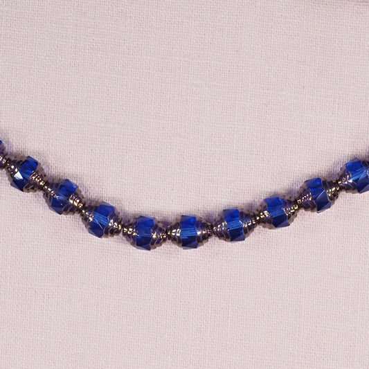 Sapphire blue and gold bicone beads