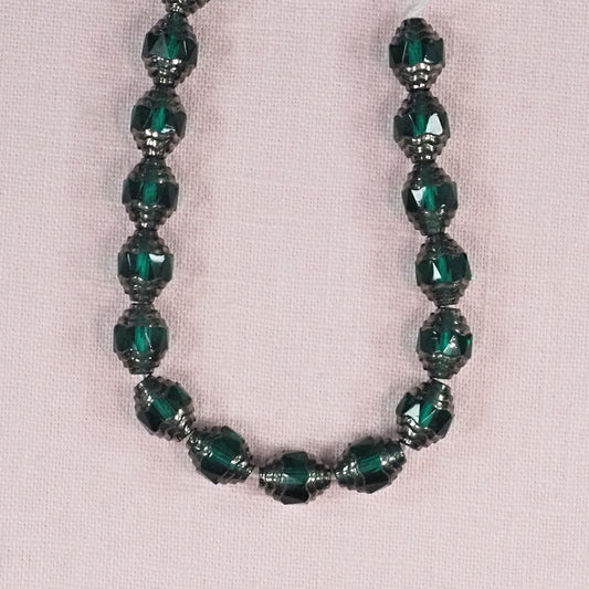 Green and gold bicone beads