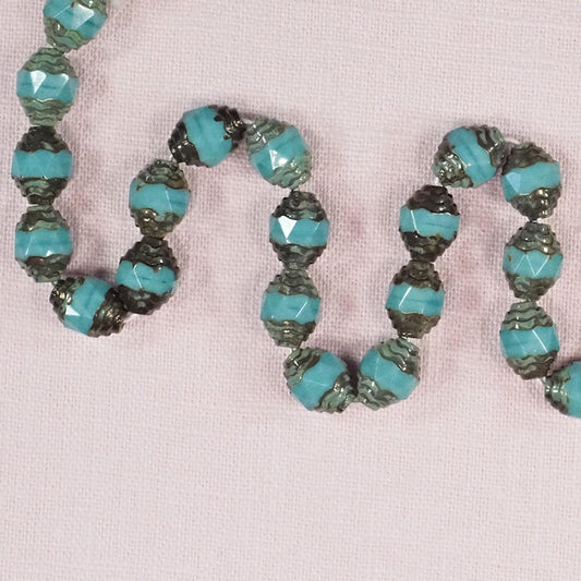 Turquoise and silver bicone beads