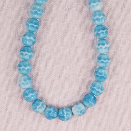 8 mm round vintage turquoise and white German glass beads