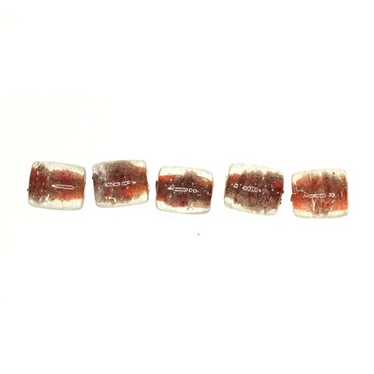 10 mm by 8 mm glass foil-lined orange lampwork barrels