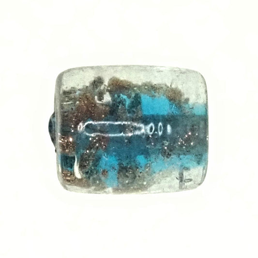 10 mm by 8 mm glass foil-lined turquoise lampwork barrels