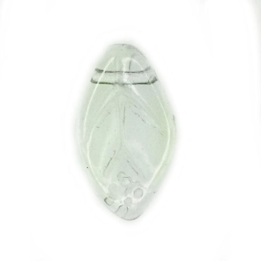 12 mm by 8 mm top-drilled vintage lime green glass leaves