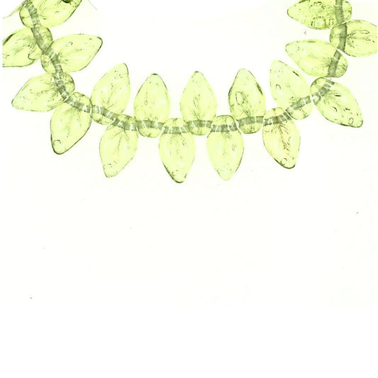 10 mm by 6 mm top-drilled green vintage glass leaves