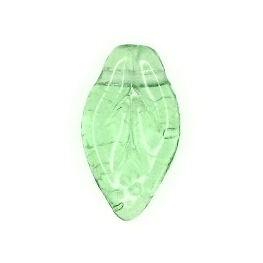 10 mm by 6 mm top-drilled vintage kelly green glass leaves