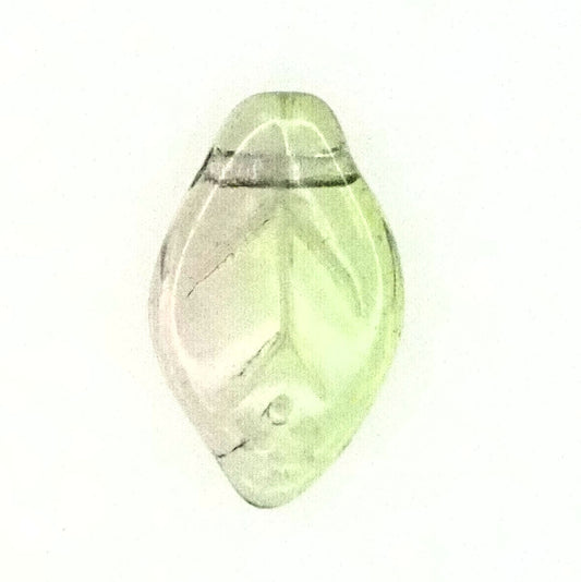 12 mm by 8 mm top-drilled vintage yellow-green glass leaves