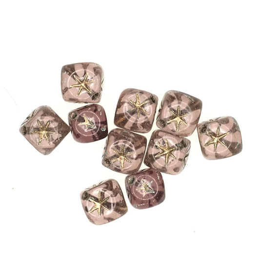 9 mm purple and gold star beads