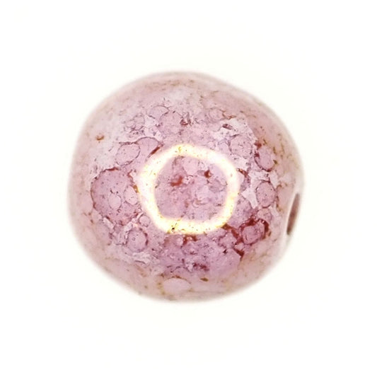 6 mm round pink and gold Czech glass beads
