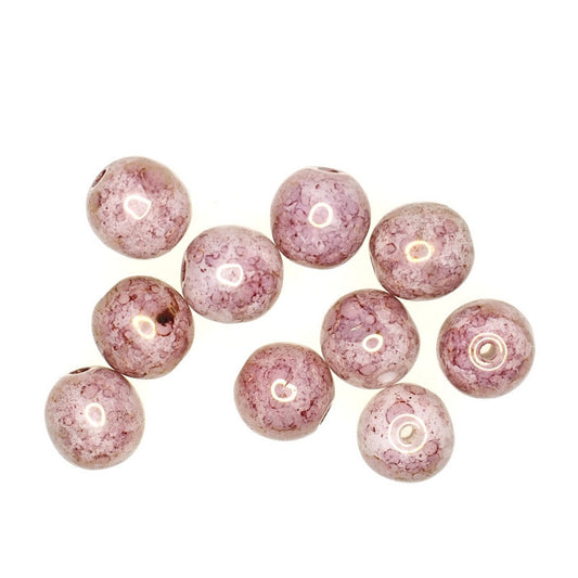 6 mm round pink and gold Czech glass beads