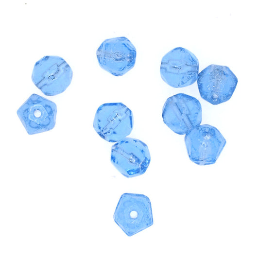 6 mm round faceted blue Czech glass beads