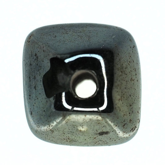 Metallic silver double diamond bead