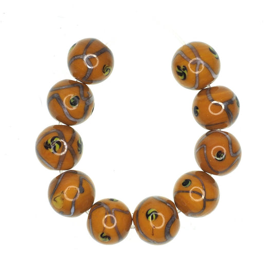 Mustard gold bead with black round dots