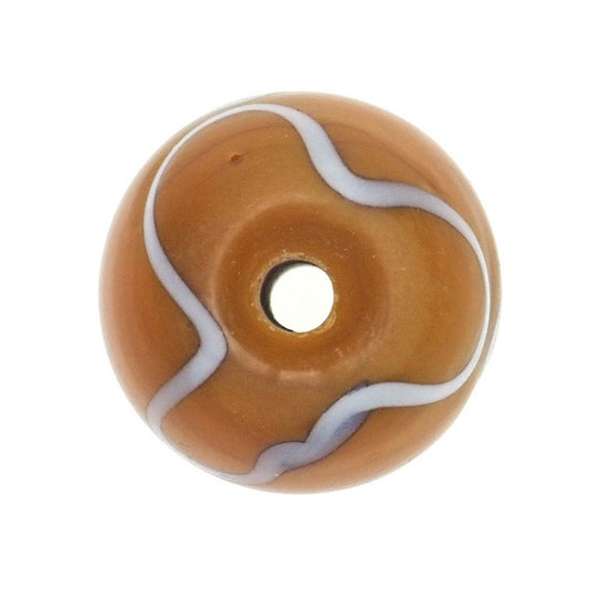 Mustard gold bead with silver stripe