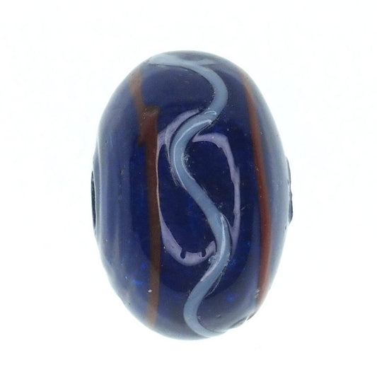 Blue rondelle bead with silver stripe