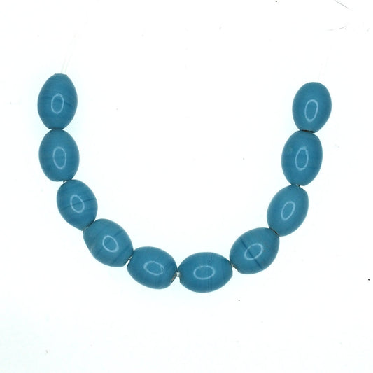 Turquoise hand wound glass oval bead