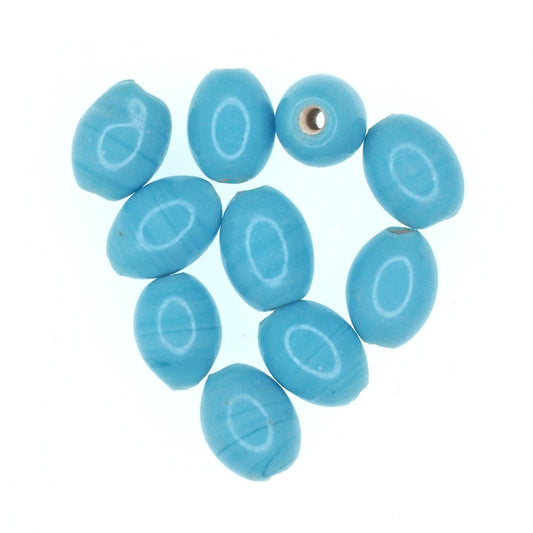 Turquoise hand wound glass oval bead