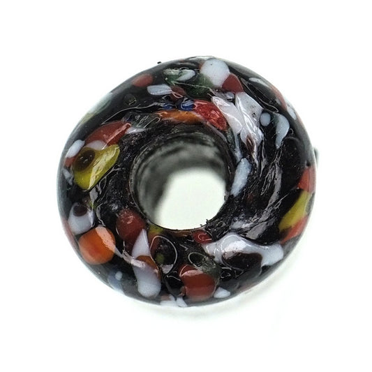 Black background millefiori tube beads