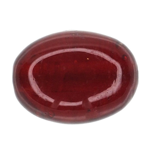 Red round oval bead