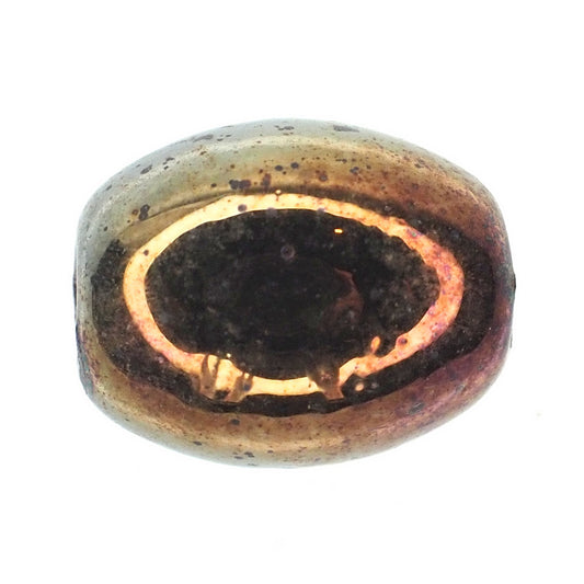 Raku finish round oval bead