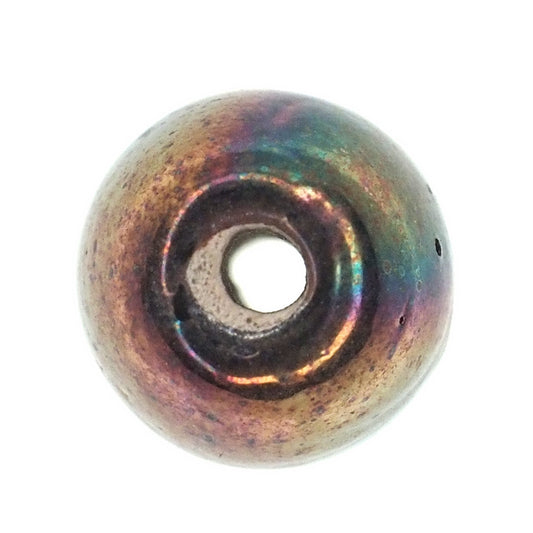 Raku finish round oval bead