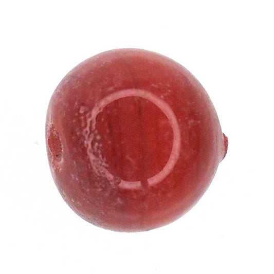 Opaque red round glass bead