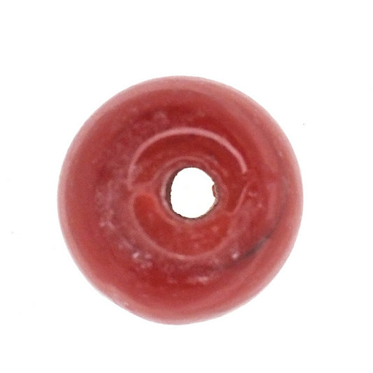 Opaque red round glass bead