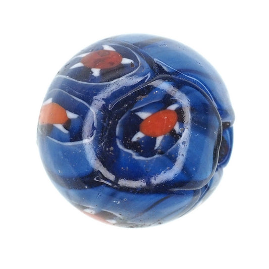 Round blue millefiori bead