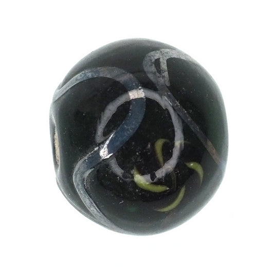 Green beads with white stripe