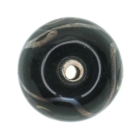 Green beads with white stripe