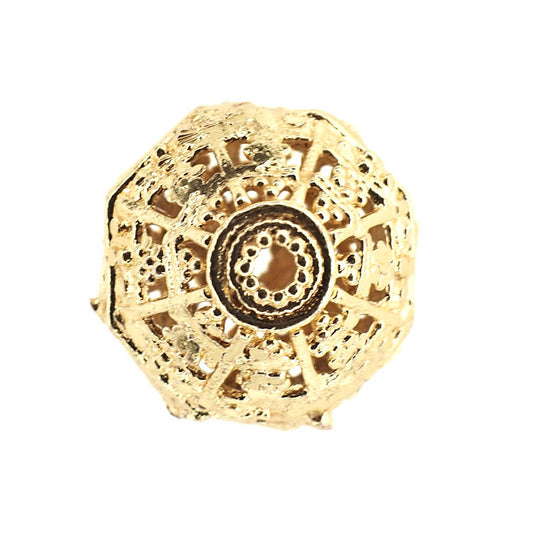 15 mm gold-plate filigree bead