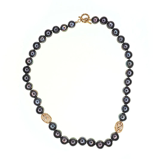 12 mm gray peacock pearl necklace