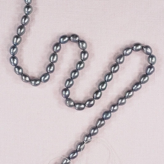 8 mm dark gray oval pearls