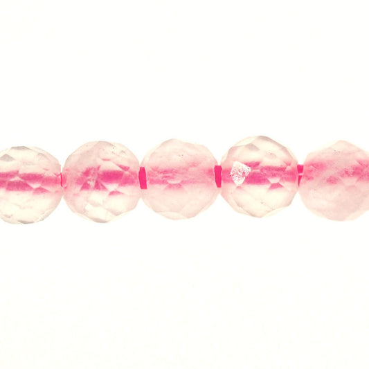 2 mm micro-faceted rose quartz beads