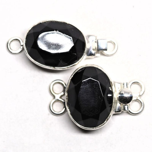 Black faceted crystal clasp
