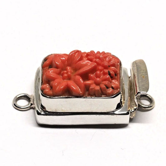 Rectangular coral floral box clasp