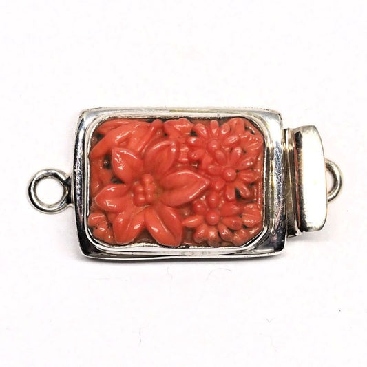Rectangular coral floral box clasp