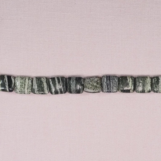 Green zebra jasper square beads