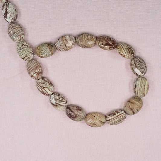 Fancy jasper faceted flat oval beads